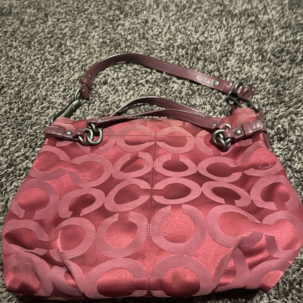 Coach Red Shoulder Bag with Signature Style bundle of bags by Coach